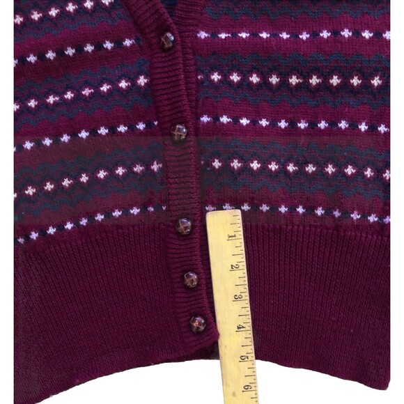 JG Hook 100% Wool Cardigan Sweater Womens Size M VTG 70s Birdseye Burgundy FLAWS - Picture 15 of 16